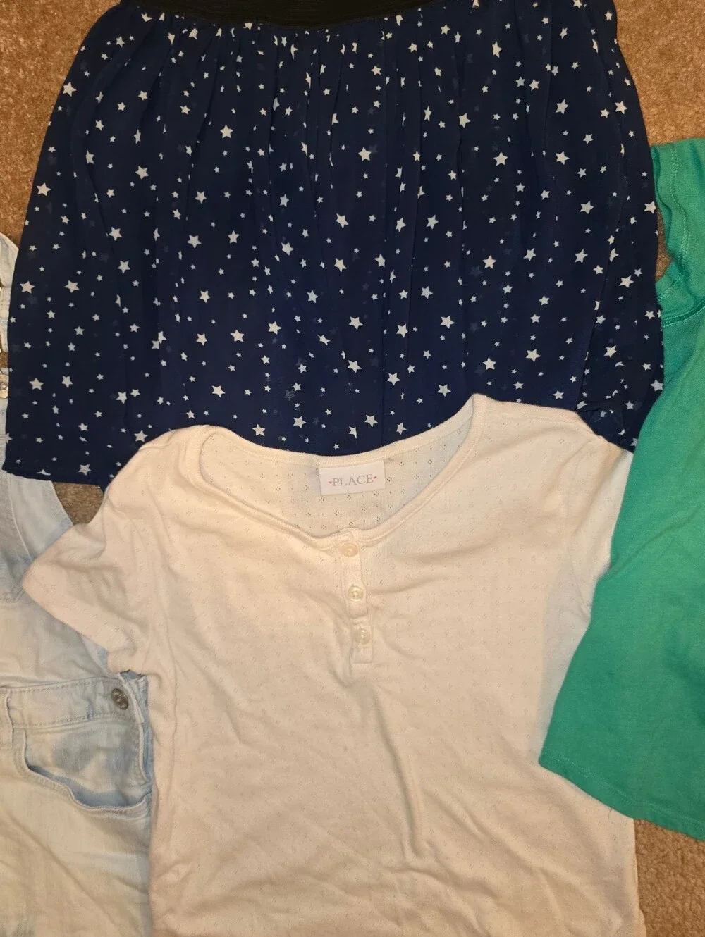 OshKosh B'gosh Blue White Wash Denim Overall Skirt & Other Clothing Lot Sz 10